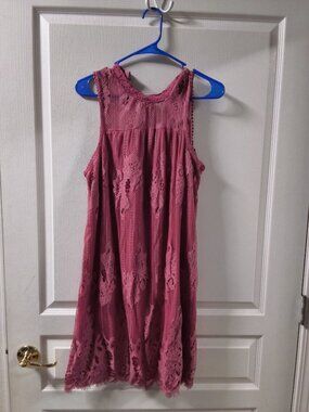 Pink lace mini dress